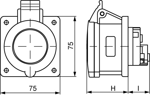 Розетка панельная IP44 32A 3P+E+N 400В DKC