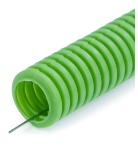 Труба гофрированная ПВХ лёгкая 350 Н зелёная с/з d20 мм (100м/4800м уп/пал) Промрукав