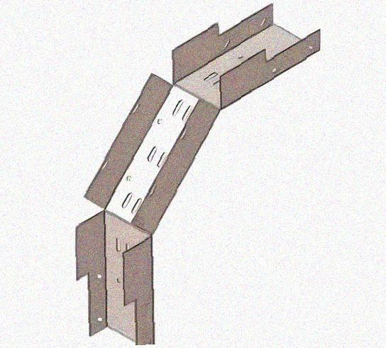Лоток замковый перфорированный КСЗ 150х150-90 УХЛ1 для поворота трассы вниз на 90, горячее цинкование, S1,0
