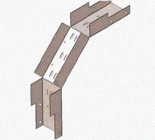 Лоток замковый перфорированный КСЗ 400х100-90 УХЛ1 для поворота трассы вниз на 90, оцинкованный лист, S1,5
