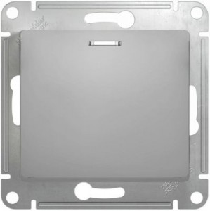 GLOSSA  Механизм выключателя СУ 1-кл. с подсветкой 10А алюминий IP20 Schneider Electric