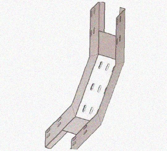 Лоток перфорированный КП 600х65-90 УХЛ2,5 для поворота трассы вверх на 90, оцинкованный лист S1,5