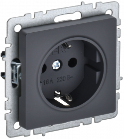 BRITE Розетка 1-местная с з/з без защитных шторок 16А РС11-1-0-БрГ графит IEK
