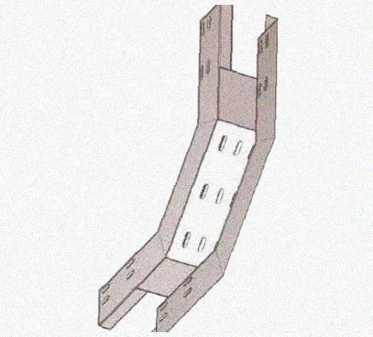 Лоток перфорированный КП 500х80-90 УХЛ1 для поворота трассы вверх на 90, оцинкованный лист, S1,5