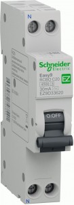 Дифференциальный автоматический выключатель АВДТ 1П+N 20А С 18мм 4,5кА EASY 9 Schneider Electric