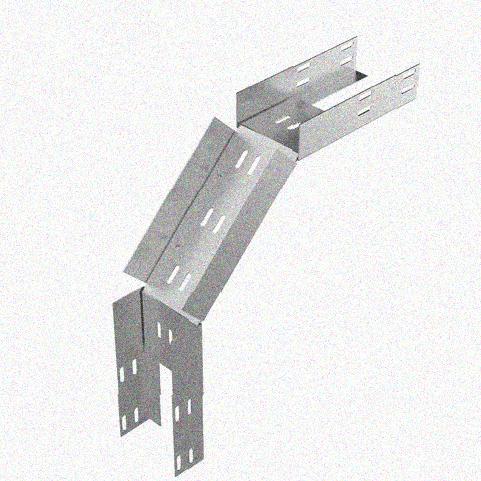 Лоток замковый перфорированный КСЗ 600х150-90 УТ1,5 для поворота трассы вниз на 90, оцинкованный лист, S1,5