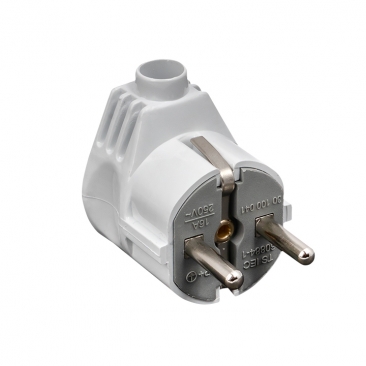 Вилка угловая усиленная с заземлением белая 16А 250В Proxima EKF