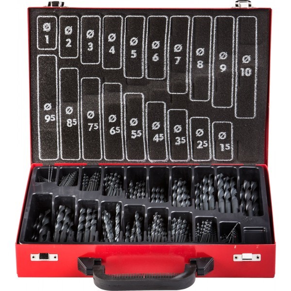 ТЕХНИК 370шт(1-10мм), Набор сверл по металлу, сталь Р4М2, класс В, мет.бокс ЗУБР