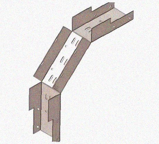 Лоток замковый перфорированный КСЗ 300х100-90 УТ1,5 для поворота трассы вниз на 90, горячее цинкование, S1,5