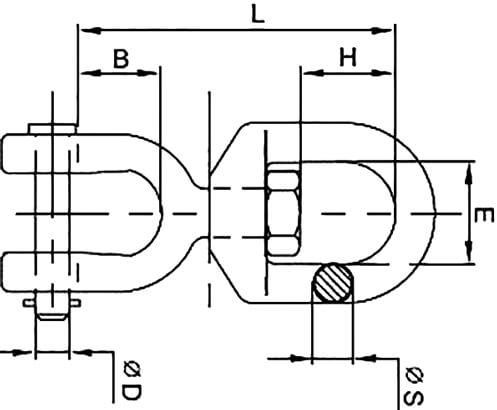 Вертлюг петля-вилка D6, оцинкованная сталь DKC