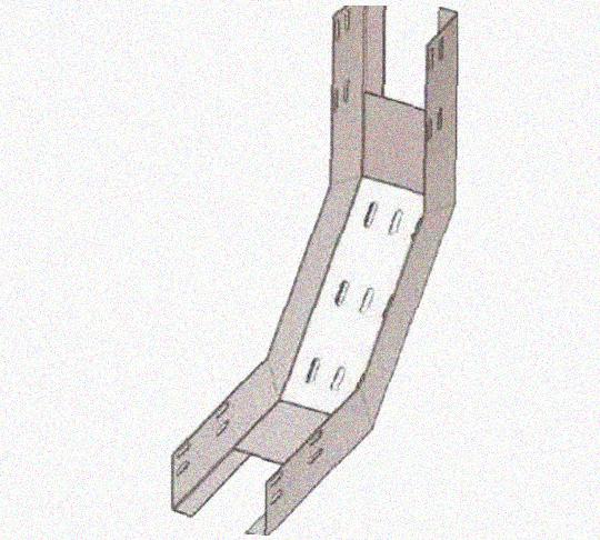 Лоток перфорированный КП 400х100-90 УТ1,5 для поворота трассы вверх на 90, горячее цинкование S1,5