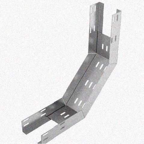 Лоток перфорированный КП 100х50-90 УТ1,5 для поворота трассы вверх на 90, оцинкованный лист, S0,9