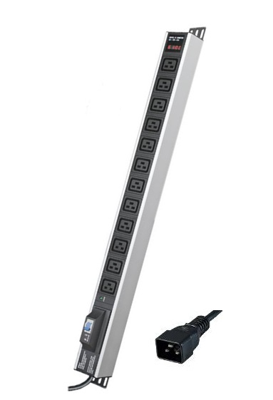 Блок распределения питания (PDU) 0U 16A с индикацией и автоматом, 1P Вых:12 C19, Вх:С20 DKC Блок распределения питания (PDU) 0U 16A с индикацией и автоматом, 1P Вых:12 C19, Вх:С20 DKC