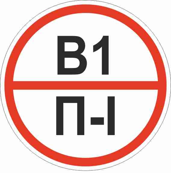 Знак "Категории помещения по взрывопожарной и пожарной опасности В1 П-I" 200х200 мм, пластик ГОСТ Р 12,4,026-2015 EKF