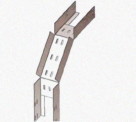 Лоток перфорированный КС 250х100-90 УХЛ1 для поворота трассы вниз на 90, оцинкованный лист S1,5