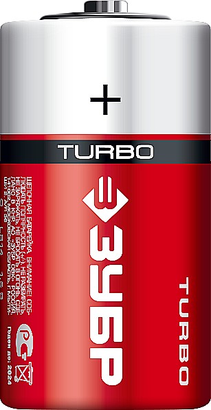 Щелочная батарейка 1.5 В, тип С, 2 шт, Turbo ЗУБР