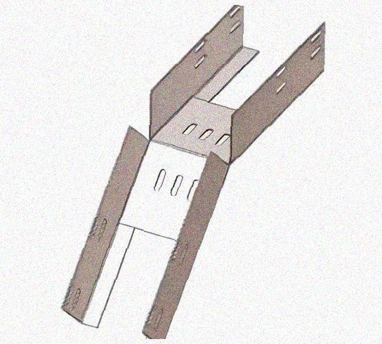 Лоток перфорированный КС 600х150-45 УТ1,5 для поворота трассы вниз на 45, оцинкованный лист S1,5