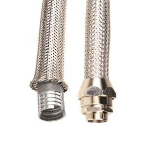 Металлорукав DN 15мм в гладкой EVA изоляции и оплетке из нержавейщей стали, Dвн 15,5 мм, Dнар 21,0, 50 м DKC