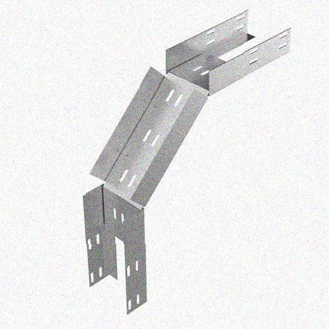 Лоток перфорированный КС 250х50-90 УТ1,5 для поворота трассы вниз на 90, оцинкованный лист S1,5