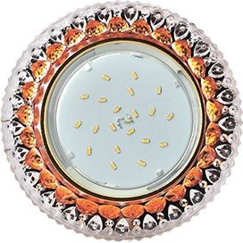 Светильник встр.GX53 H4 LD7009 круг "кристалл" подсветка 4000K янтарь/золото Ecola 