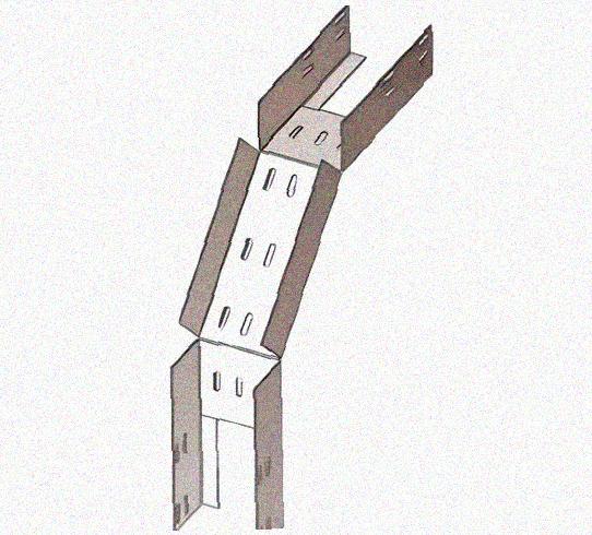 Лоток перфорированный КС 75х50-90 УТ1,5 для поворота трассы вниз на 90, оцинкованный лист, S1,0