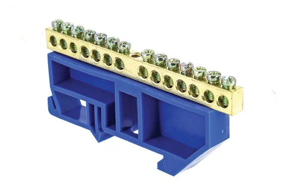Шина нулевая 63.14 изолятор на DIN-рейку латунь