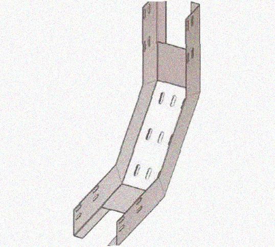 Лоток перфорированный КП 200х65-90 УХЛ1 для поворота трассы вверх на 90, оцинкованный лист S1,0