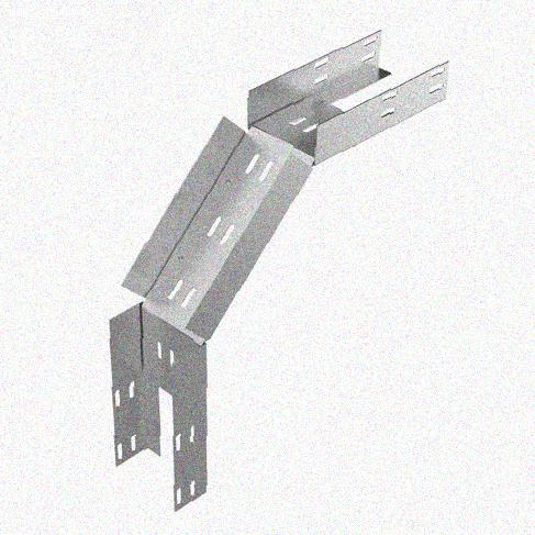 Лоток замковый перфорированный КСЗ 300х100-90 УТ1,5 для поворота трассы вниз на 90, оцинкованный лист S1,5