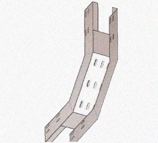 Лоток перфорированный КП 400х65-90 УХЛ1 для поворота трассы вверх на 90, оцинкованный лист S1,0