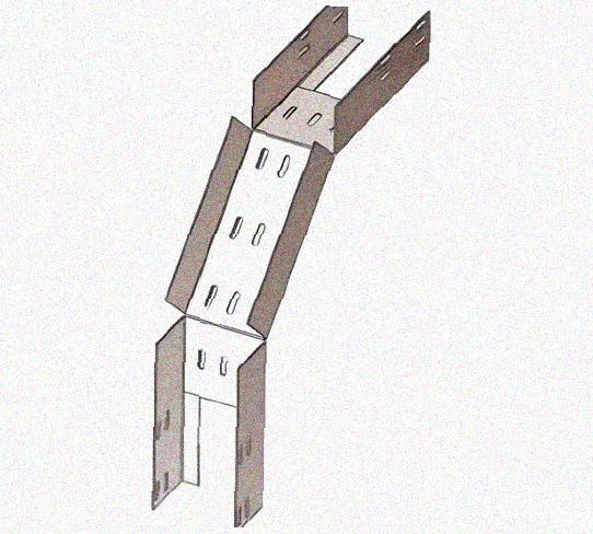 Лоток перфорированный КС 100х65-90 У3 для поворота трассы вниз на 90, окрашенный, S1,0