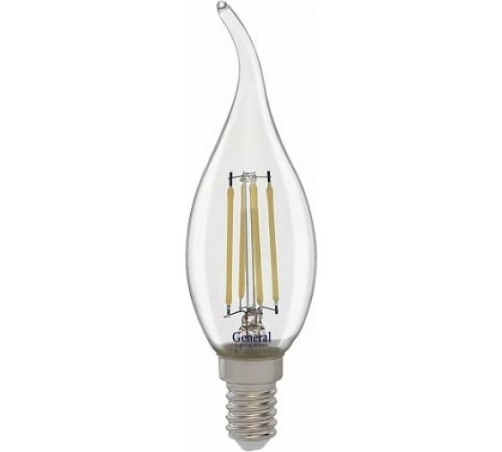 Лампа св/д свеча на ветру 12W Е14 6500К прозр.филамент General