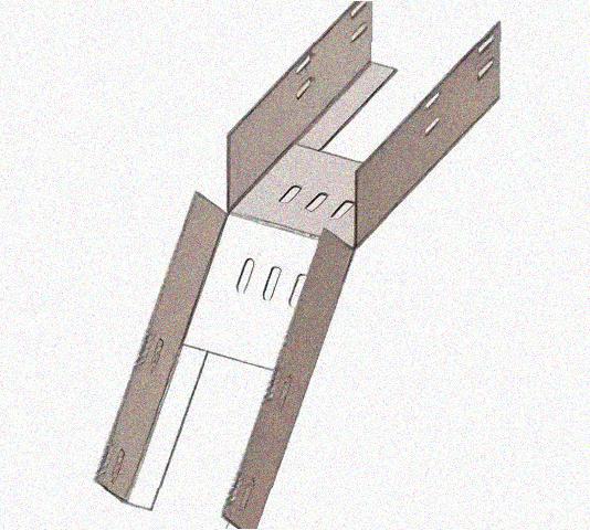 Лоток перфорированный КС 300х65-45 УХЛ1 для поворота трассы вниз на 45, оцинкованный лист S1,0