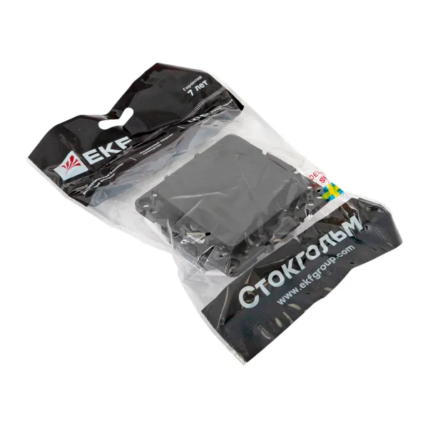 Стокгольм Механизм кнопки нажимной 10А черный EKF