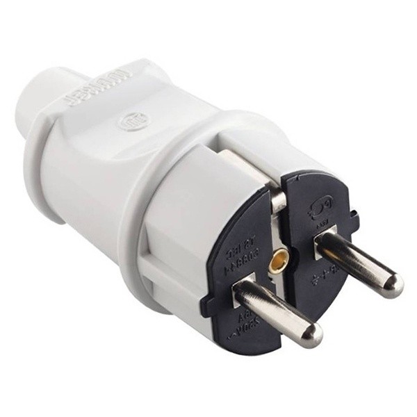 Вилка штепсельная c заземлением белая MAKEL 10002