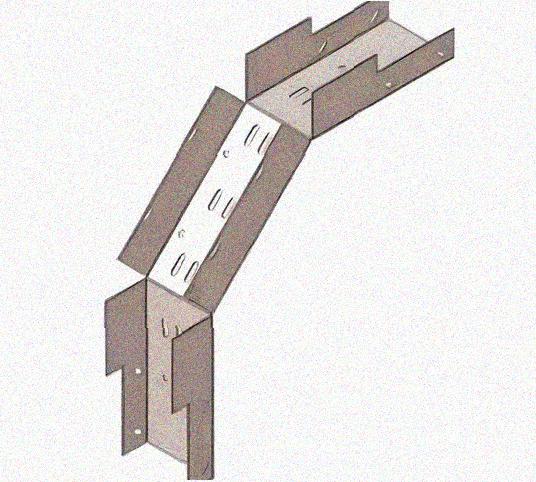 Лоток замковый перфорированный КСЗ 500х80-90 УХЛ1 для поворота трассы вниз на 90, горячее цинкование, S1,5