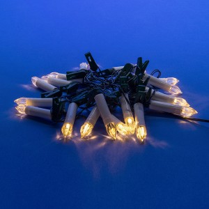 Гирлянда-нить Свечки 20LED тепл.бел. 4м, провод зеленый, IP20 Uniel