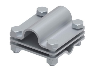 Соединитель крестообразный 65х65 стержень/пруток/полоса 4 болта D-20, гор. цинк Ostec