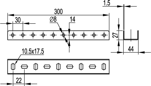 Соединитель П-образного профиля PSL/PSM, L300 DKC