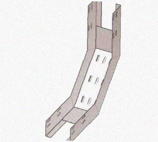 Лоток перфорированный КП 300х80-90 УТ1,5 для поворота трассы вверх на 90, оцинкованный лист S1,5