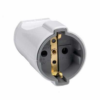 Штепсельное гнездо с заземлением белое 16А 250 В Proxima EKF