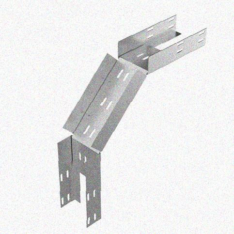 Лоток замковый перфорированный КСЗ 400х100-90 УХЛ1 для поворота трассы вниз на 90, оцинкованный лист, S1,5