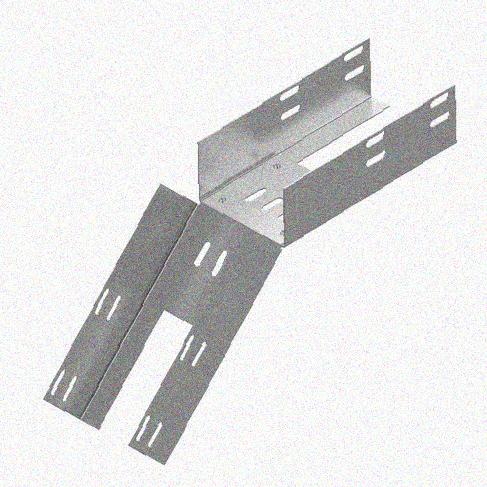 Лоток перфорированный КС 400х65-45 УТ1,5 для поворота трассы вниз на 45, оцинкованный лист S1,0