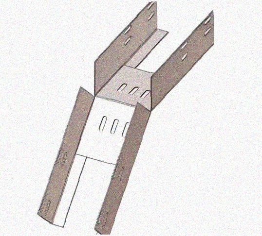 Лоток перфорированный КС 150х50-45 УХЛ1 для поворота трассы вниз на 45, оцинкованный лист S0,8
