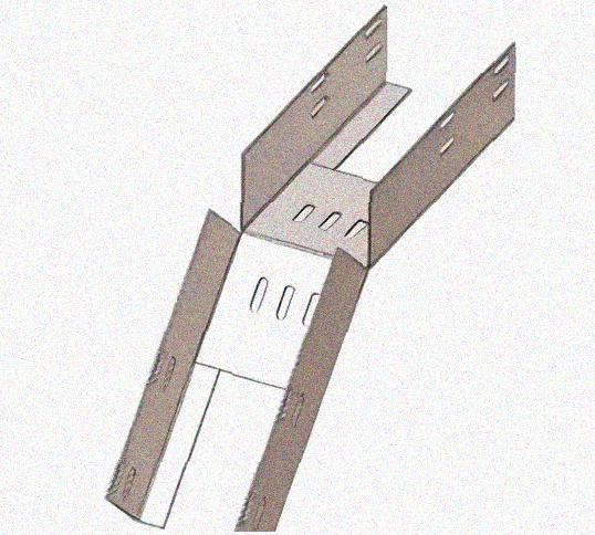 Лоток перфорированный КС 150х65-45 УТ1,5 для поворота трассы вниз на 45, оцинкованный лист, S1,0