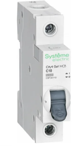 Выключатель автоматический однополюсный 10А С 4.5kA 230В City9 Set C9F34110 Systeme Electric