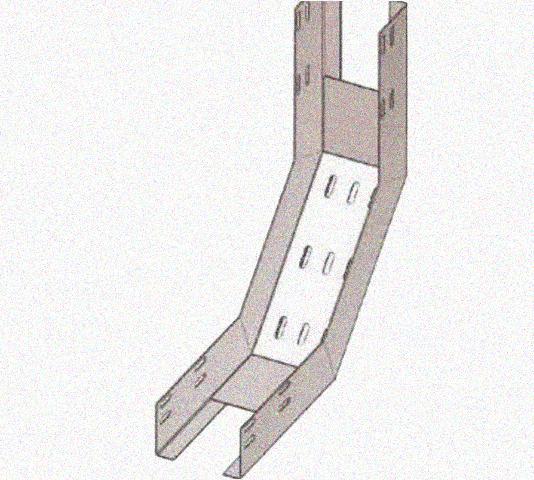 Лоток перфорированный КП 150х50-90 УТ1,5 для поворота трассы вверх на 90, оцинкованный лист S1,0