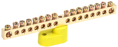 Шина PE "земля" на одном угловом изоляторе ШНИ-6х9-16-У1-Ж IEK