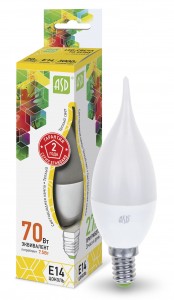 Лампа св/д свеча на ветру С37 7,5W Е14 3000К ASD