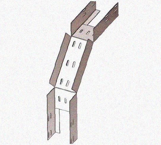 Лоток перфорированный КС 100х25-90 УТ1,5 для поворота трассы вниз на 90, горячее цинкование, S1,5