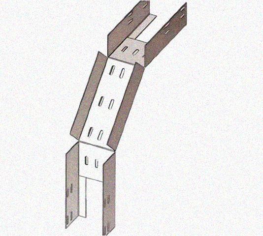 Лоток перфорированный КС 250х50-90 УТ1,5 для поворота трассы вниз на 90, оцинкованный лист S1,5